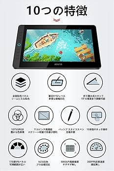 BOSTO 液晶ペンタブレット本体 openCanvas7 ソフト付き Amazon.co.jp: BOSTO 液タブ 液晶ペンタブレット 15.6インチ